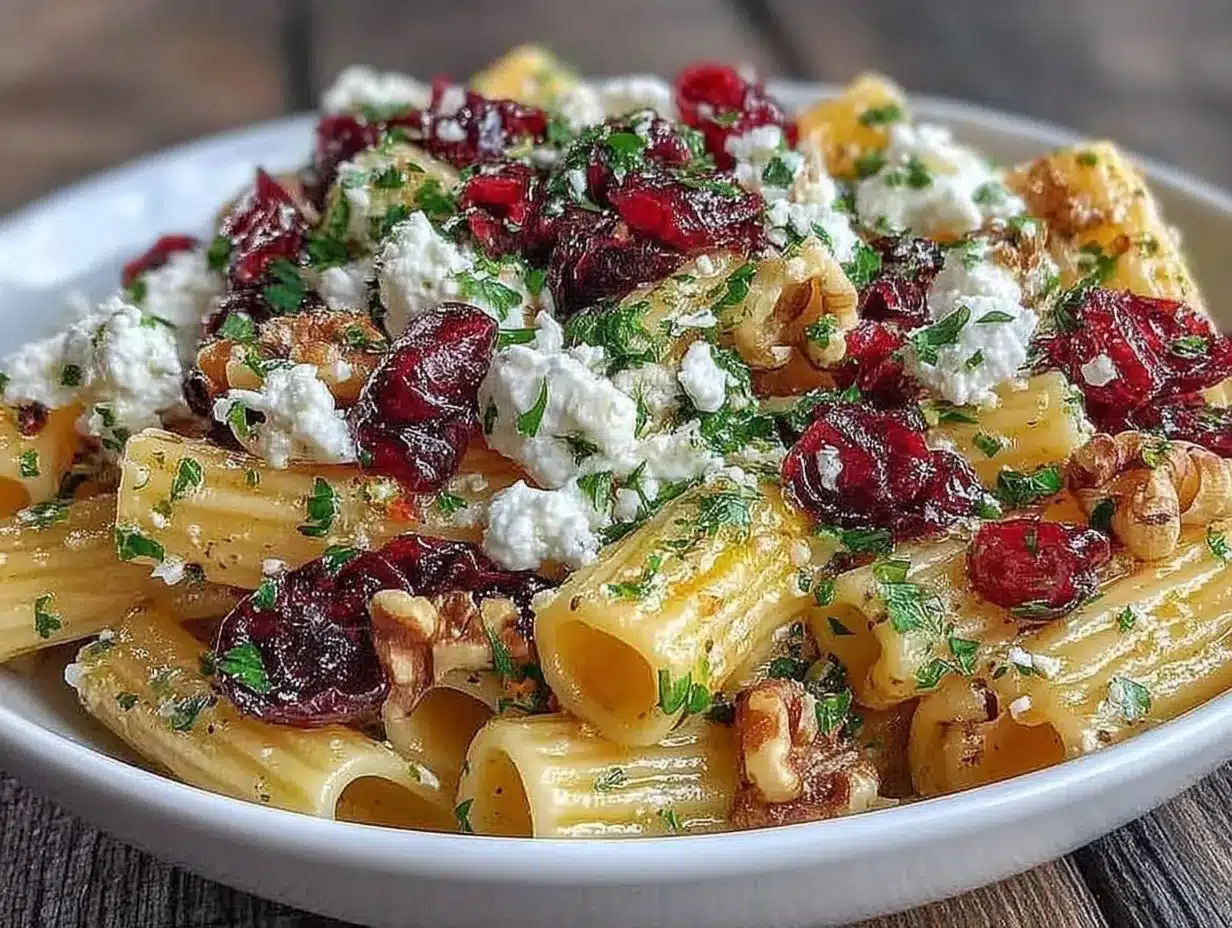 Fresh Feta Cranberry Rigatoni Salad preparation steps