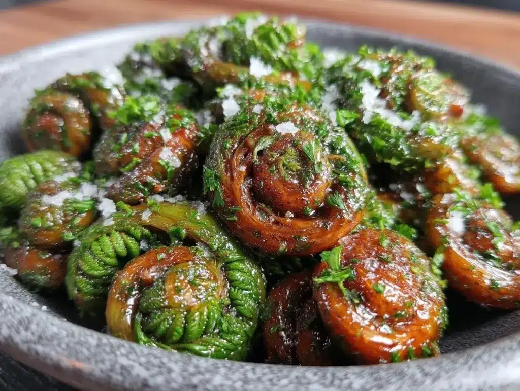 garlic butter fiddlehead ferns - featured image