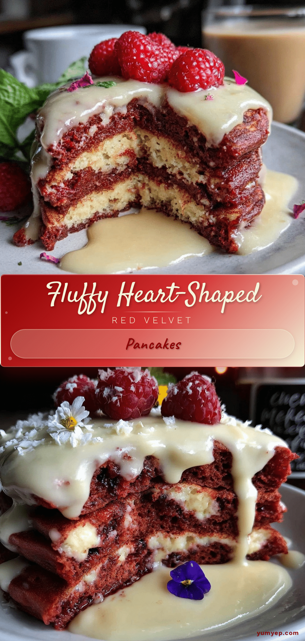 heart-shaped red velvet pancakes recipe