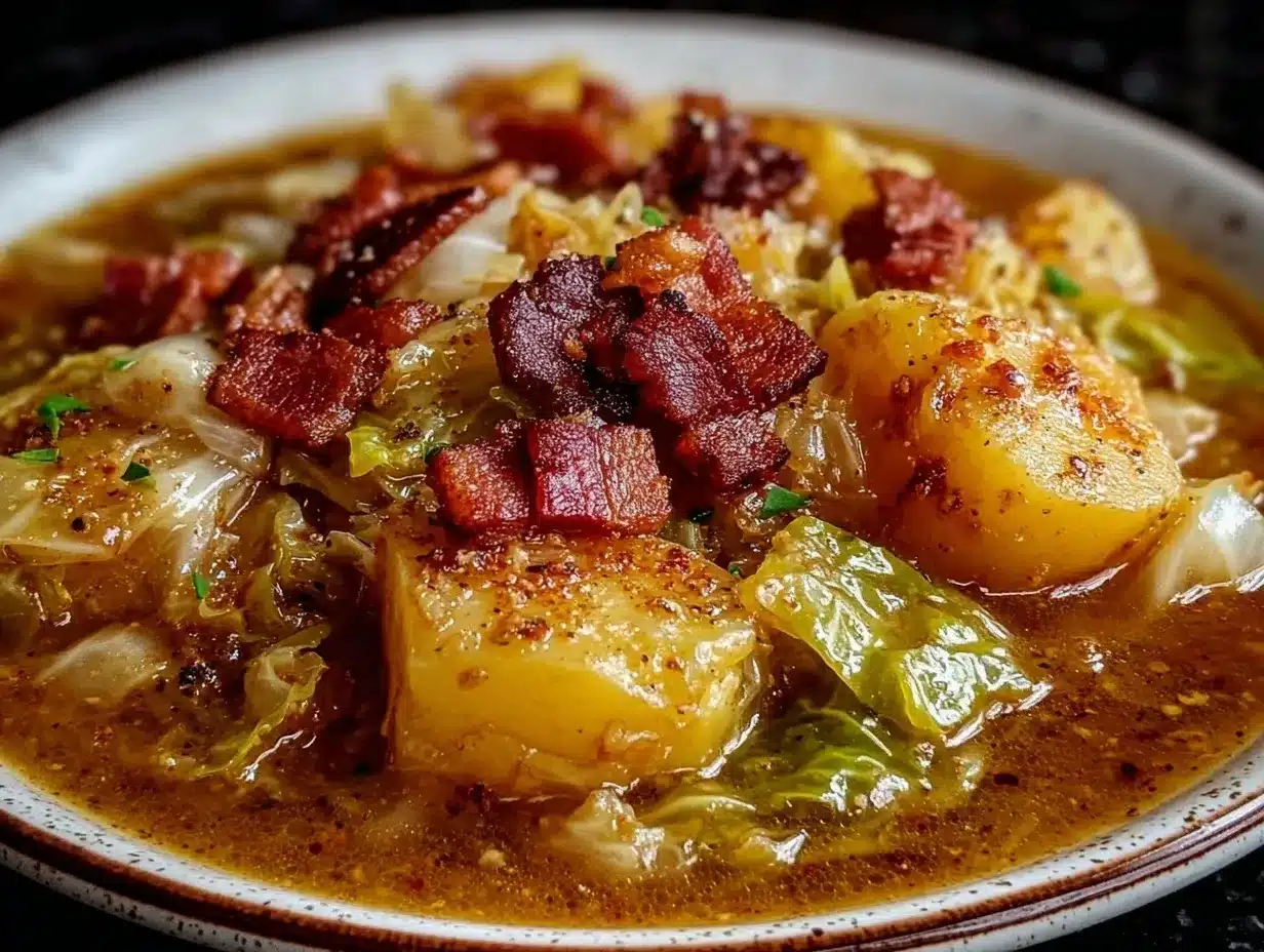 Irish bacon cabbage potato soup preparation steps