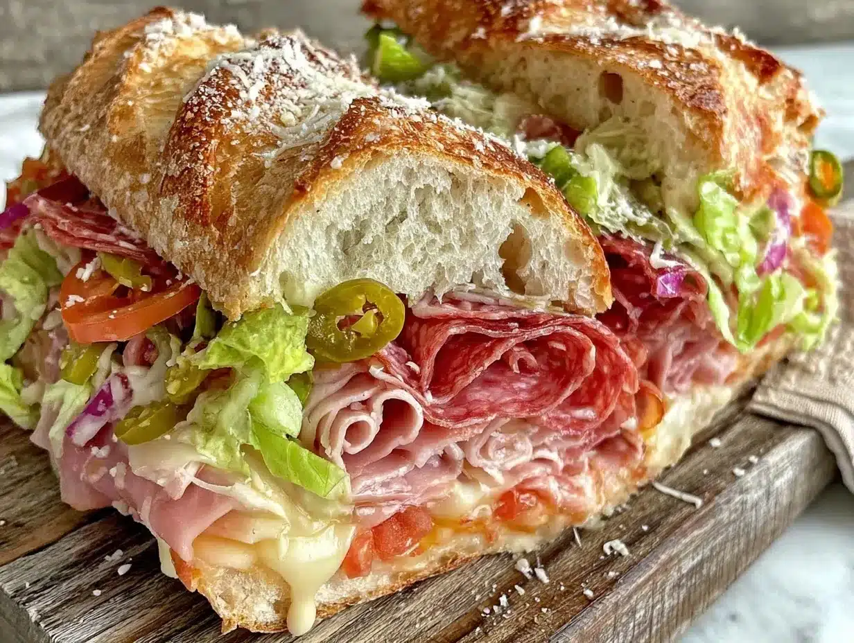 Italian sub sandwich preparation steps