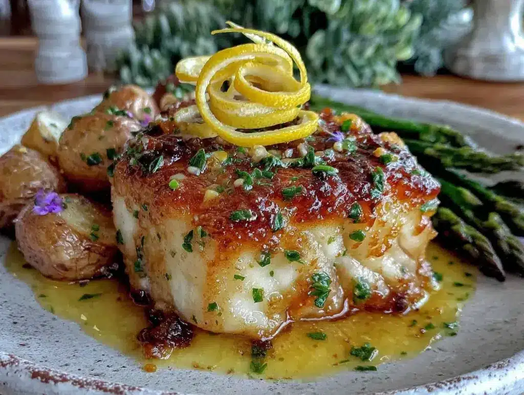 lemon garlic butter cod - featured image