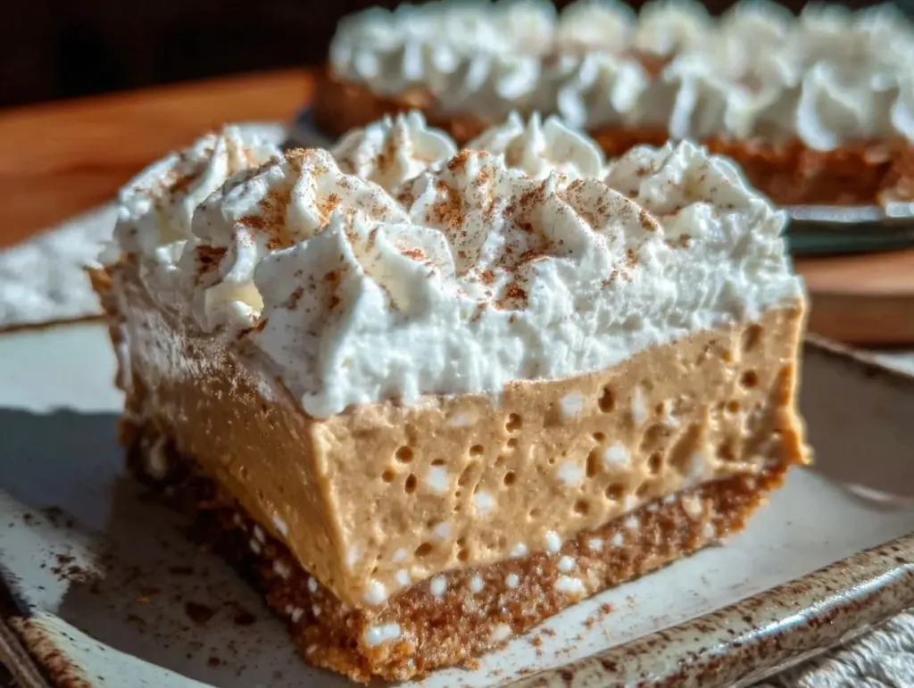no bake marshmallow pumpkin pie - featured image