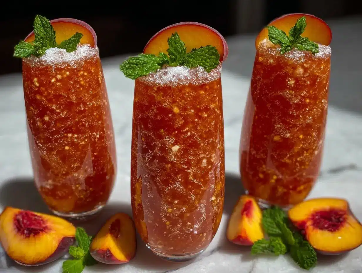 Peach Bellini Slushie preparation steps