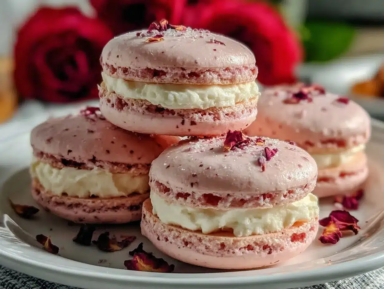 raspberry rose macarons preparation steps