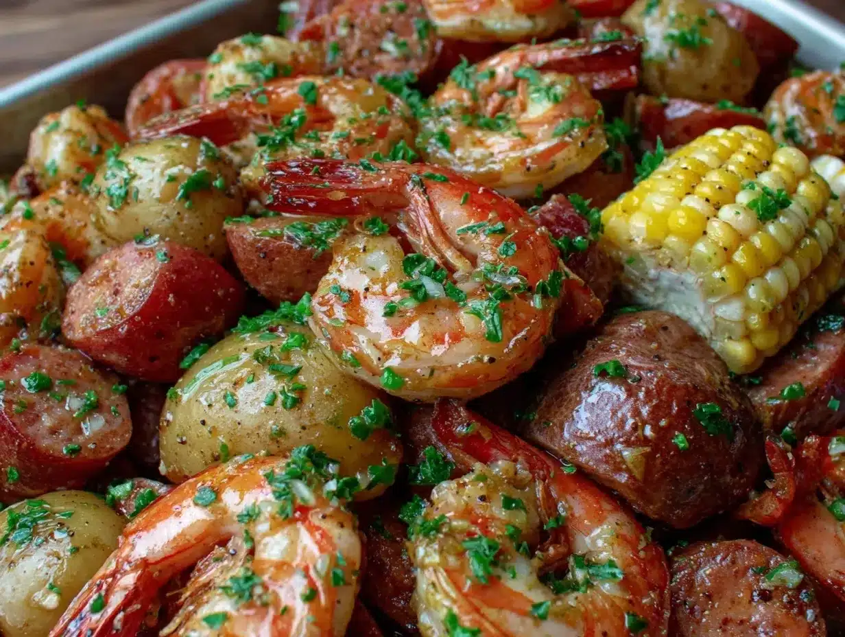 sheet pan shrimp boil preparation steps