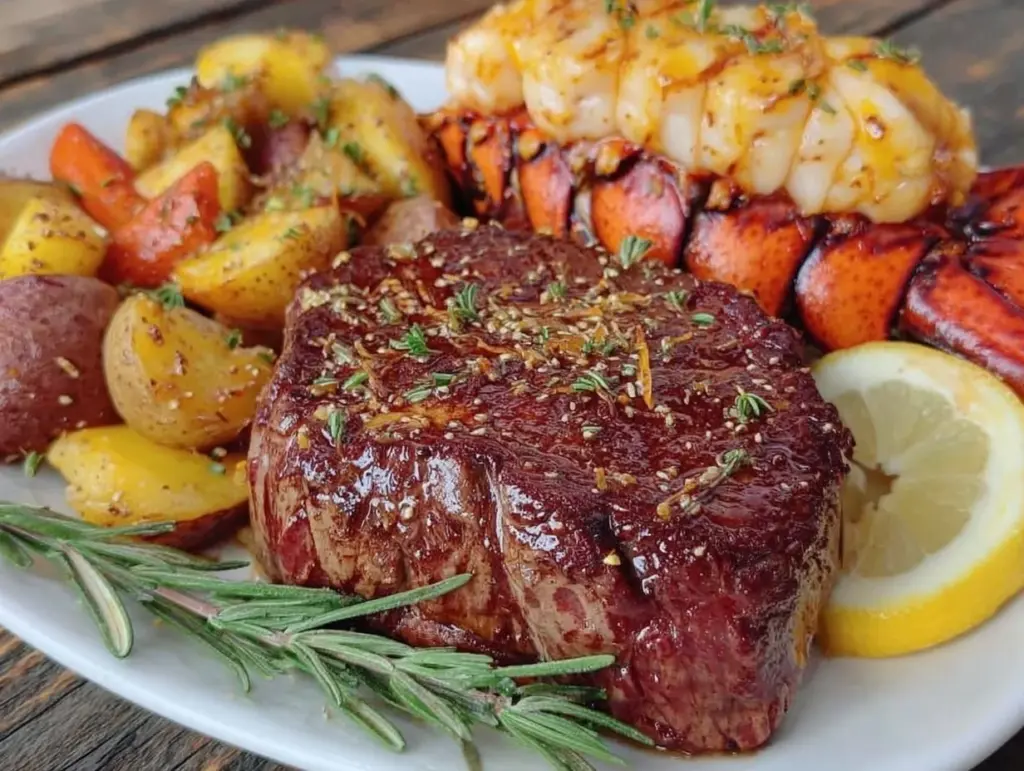surf and turf garlic butter lobster - featured image