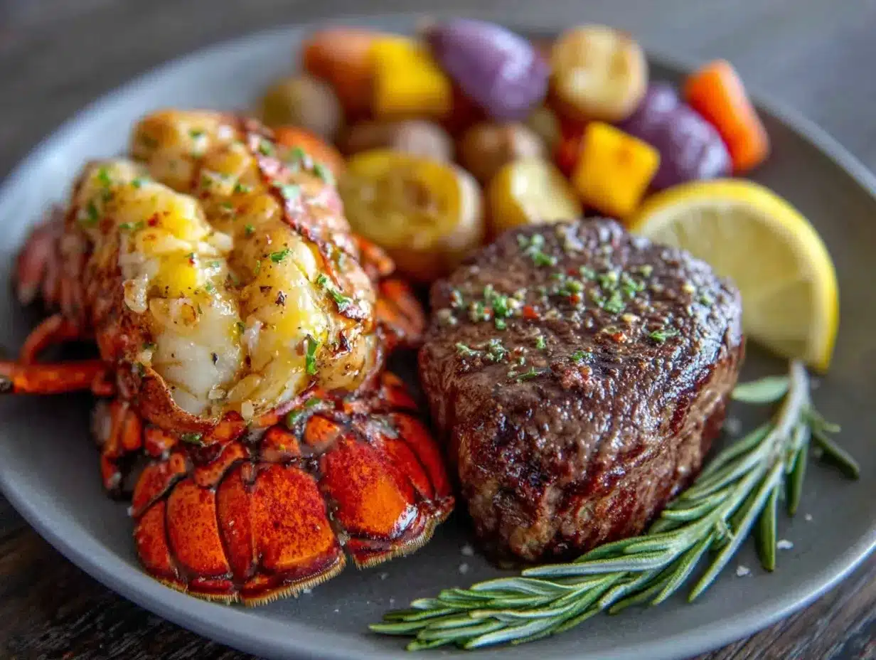 surf and turf garlic butter lobster preparation steps