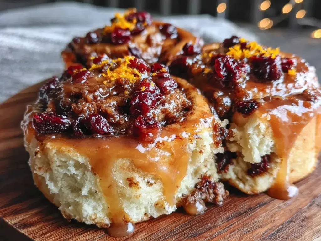 tender cranberry cinnamon rolls - featured image