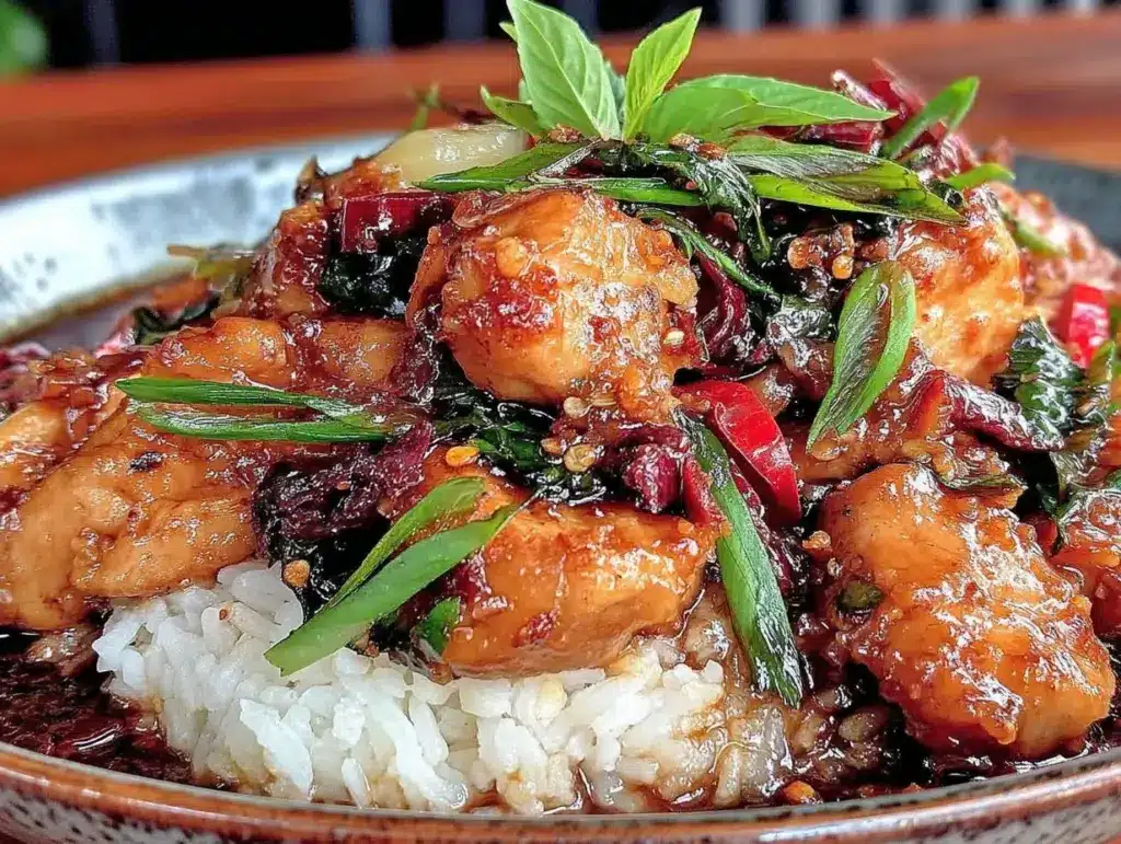 thai basil chicken recipe - featured image