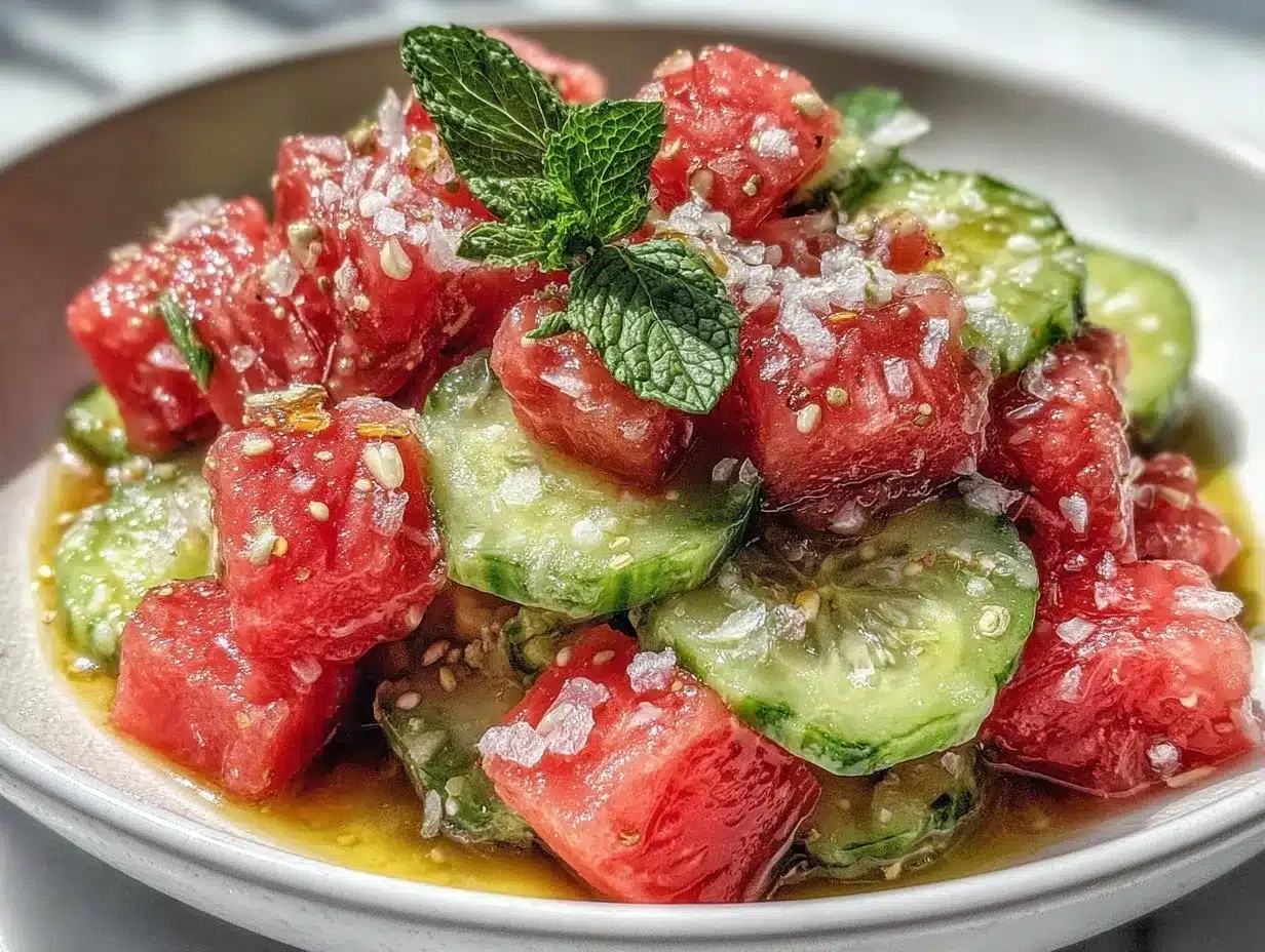 watermelon and cucumber salad preparation steps