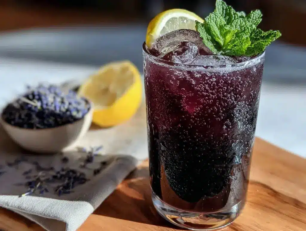 butterfly pea flower lemonade mocktail - featured image