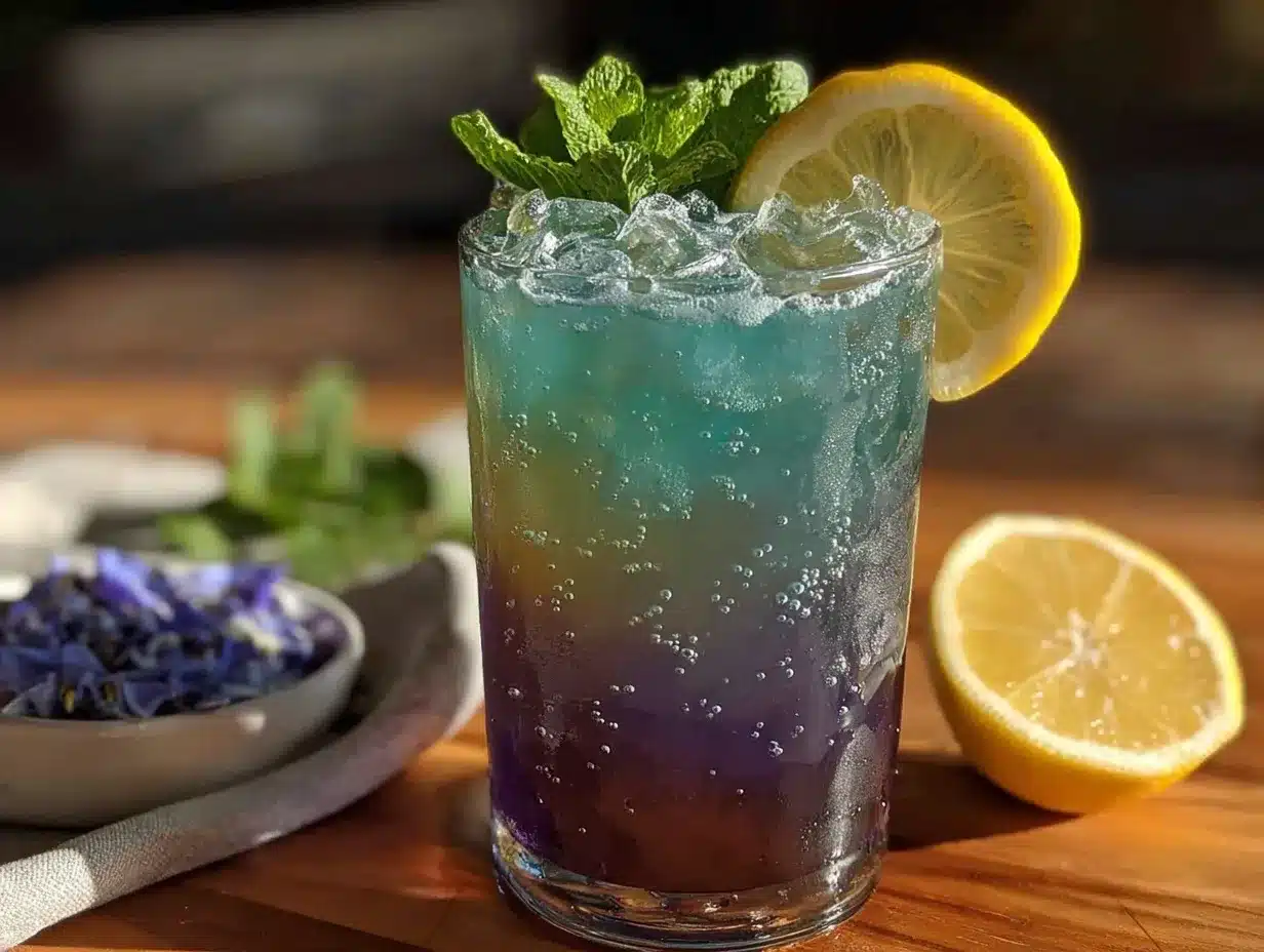 butterfly pea flower lemonade mocktail preparation steps