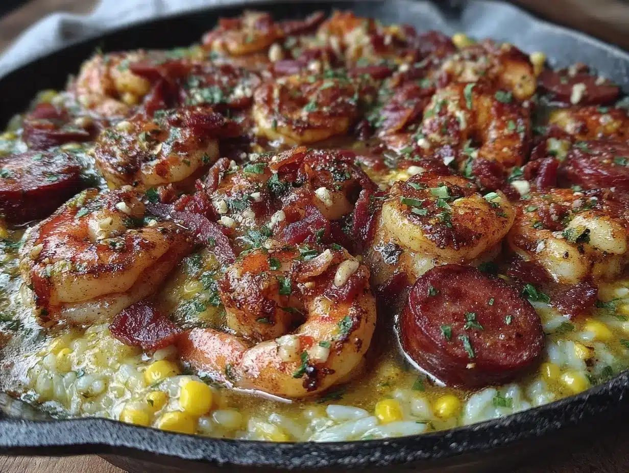 Cajun butter shrimp skillet preparation steps