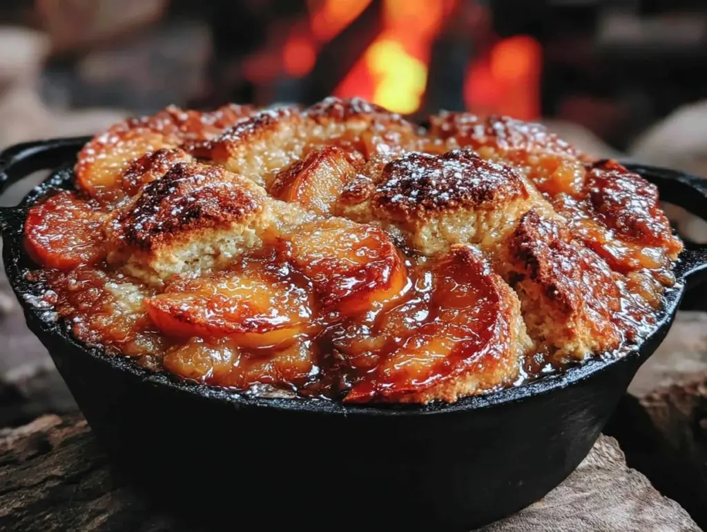 Campfire Dutch Oven Peach Cobbler - featured image