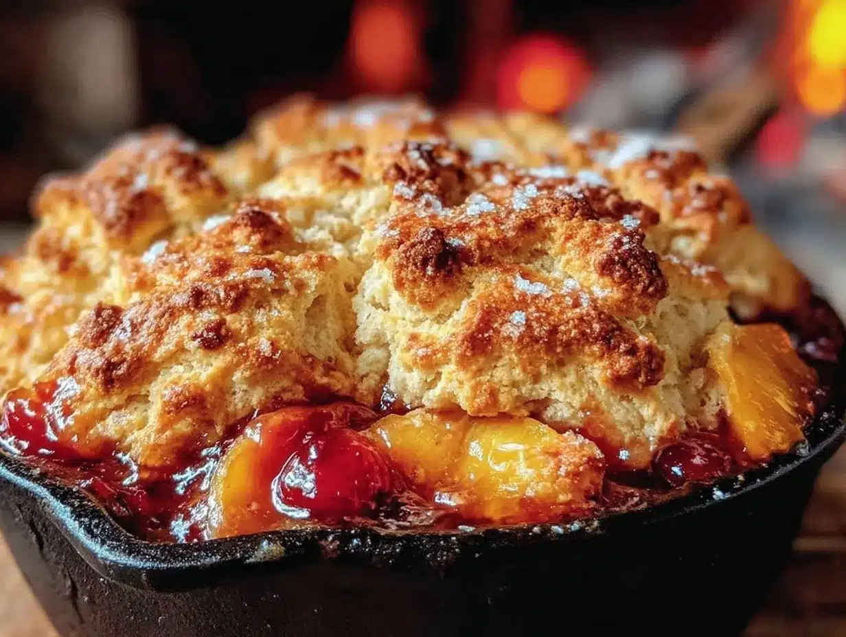 Campfire Dutch Oven Peach Cobbler preparation steps