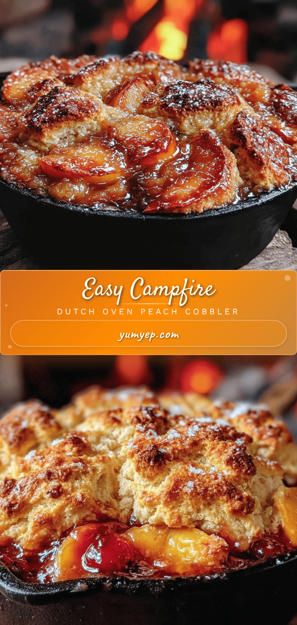 Campfire Dutch Oven Peach Cobbler recipe