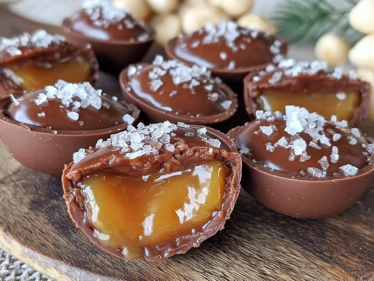 chocolate caramel Easter eggs preparation steps