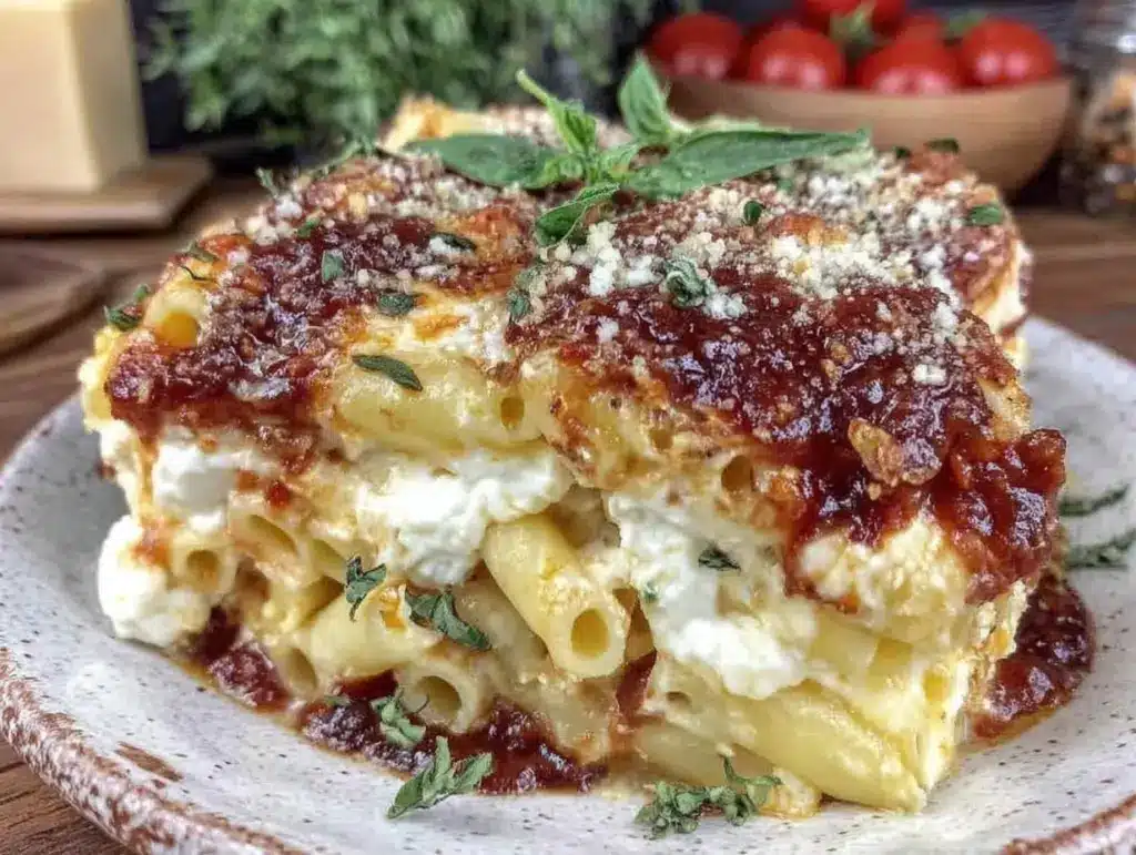classic baked ziti with ricotta cheese - featured image