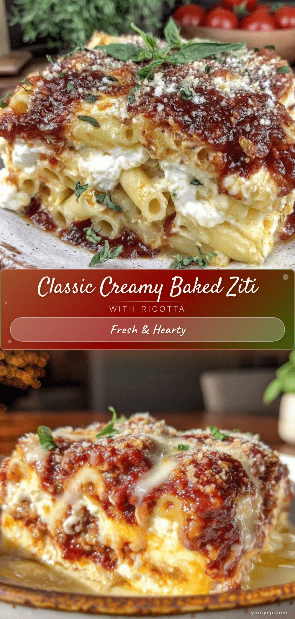classic baked ziti with ricotta cheese recipe