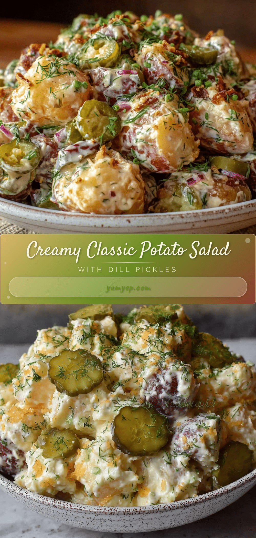 classic creamy potato salad with dill pickles recipe