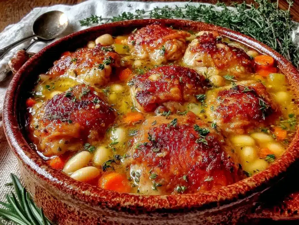 cozy chicken thigh and white bean stew - featured image