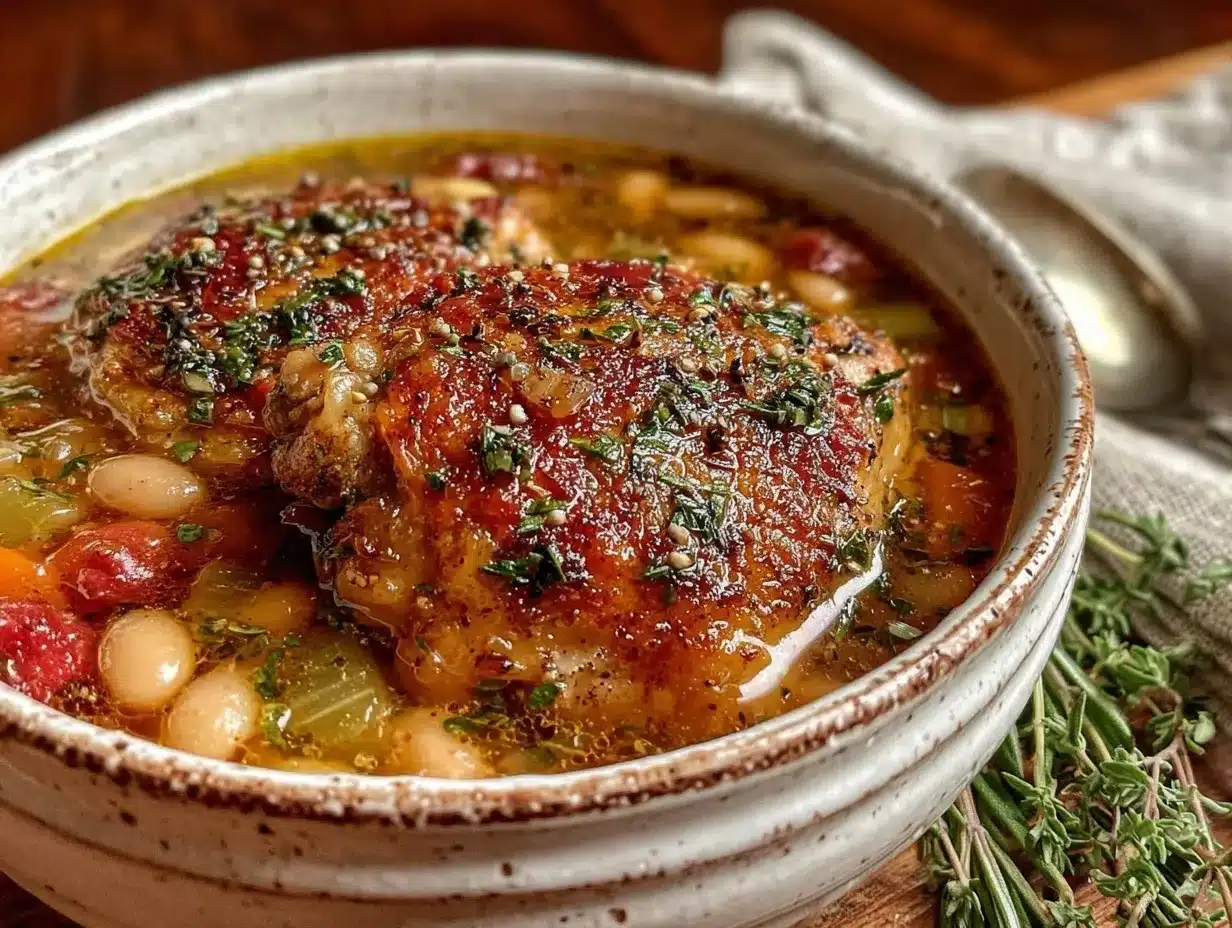 cozy chicken thigh and white bean stew preparation steps