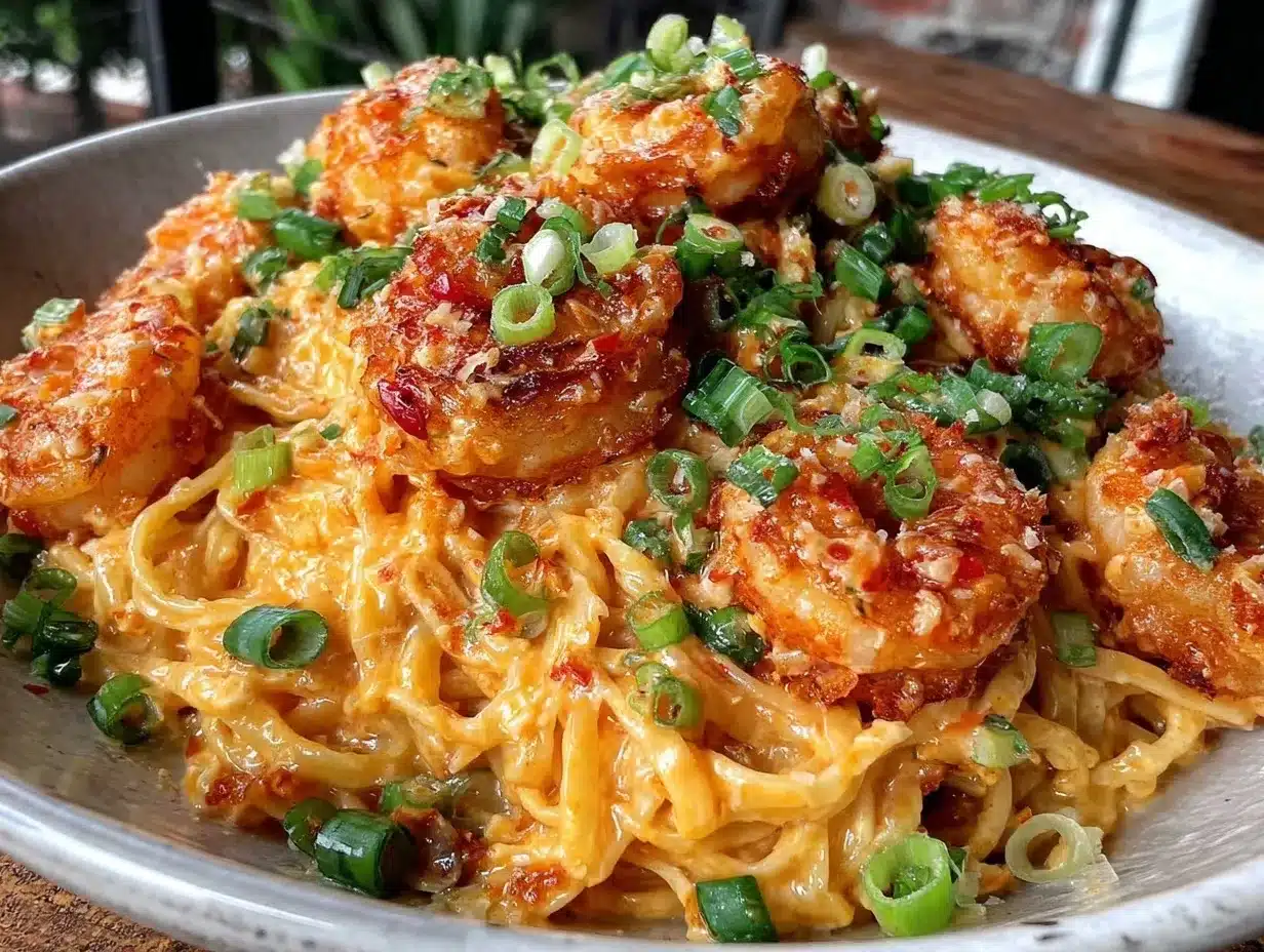 creamy bang bang shrimp pasta preparation steps