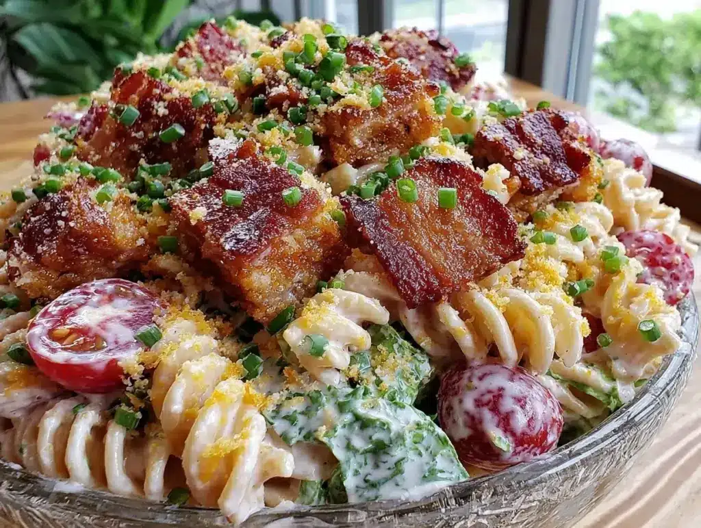 creamy blt ranch pasta salad - featured image