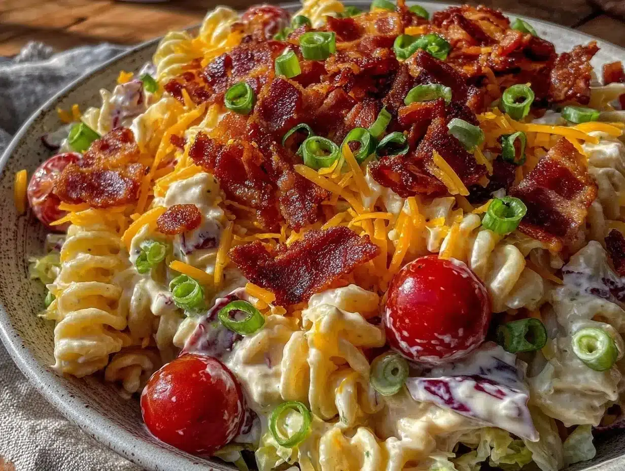 creamy blt ranch pasta salad preparation steps