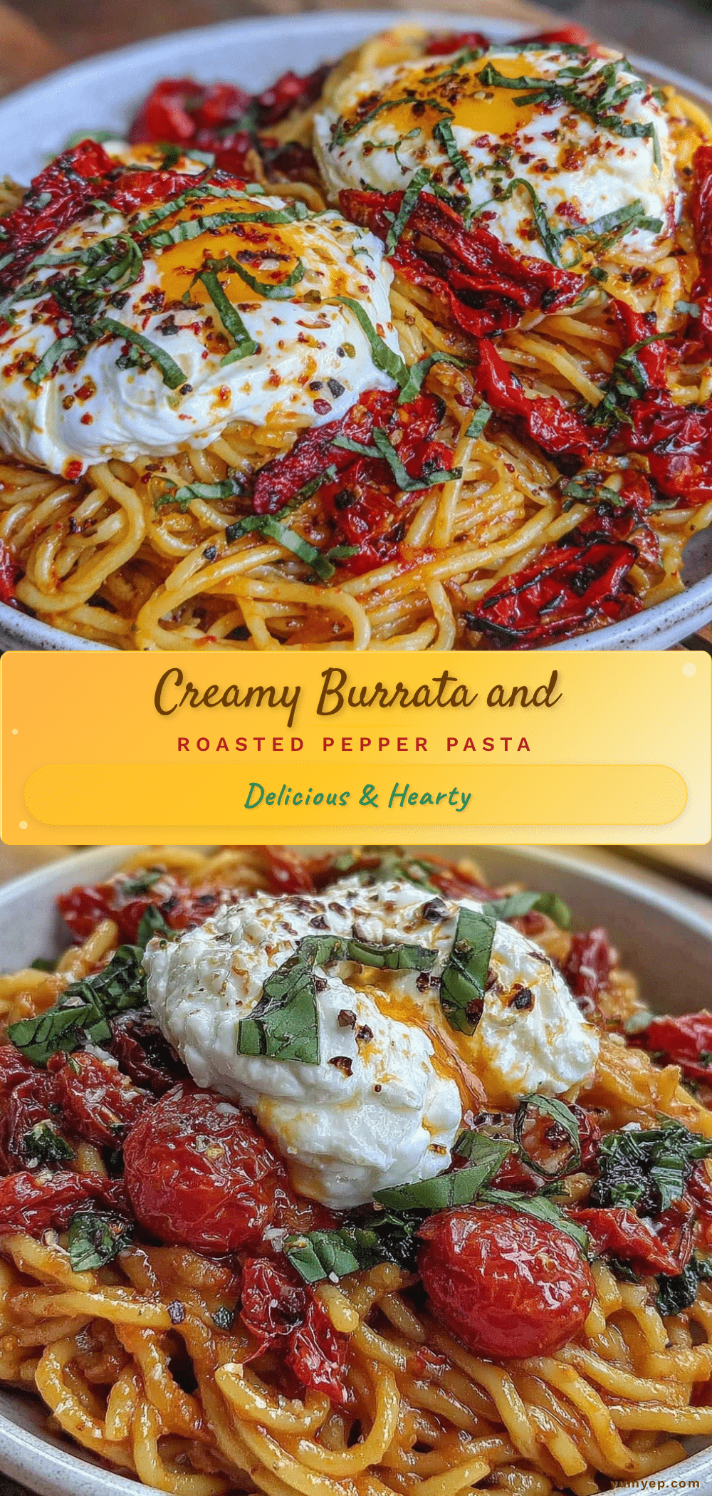 creamy burrata and roasted red pepper pasta recipe