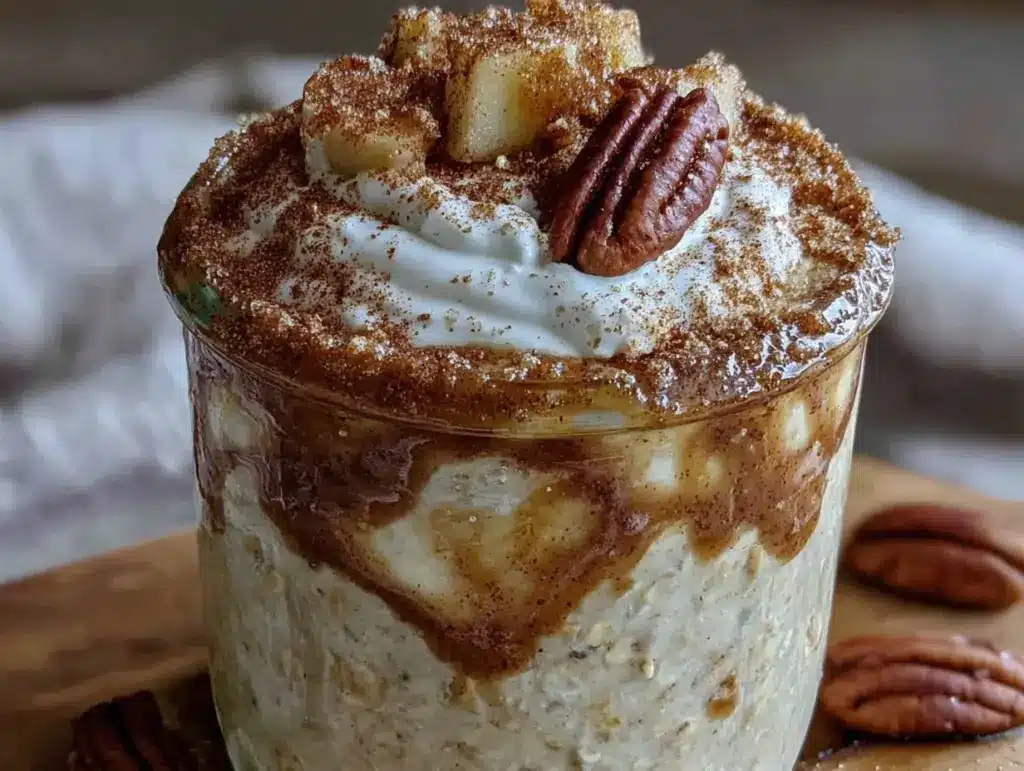 creamy cinnamon roll overnight oats - featured image