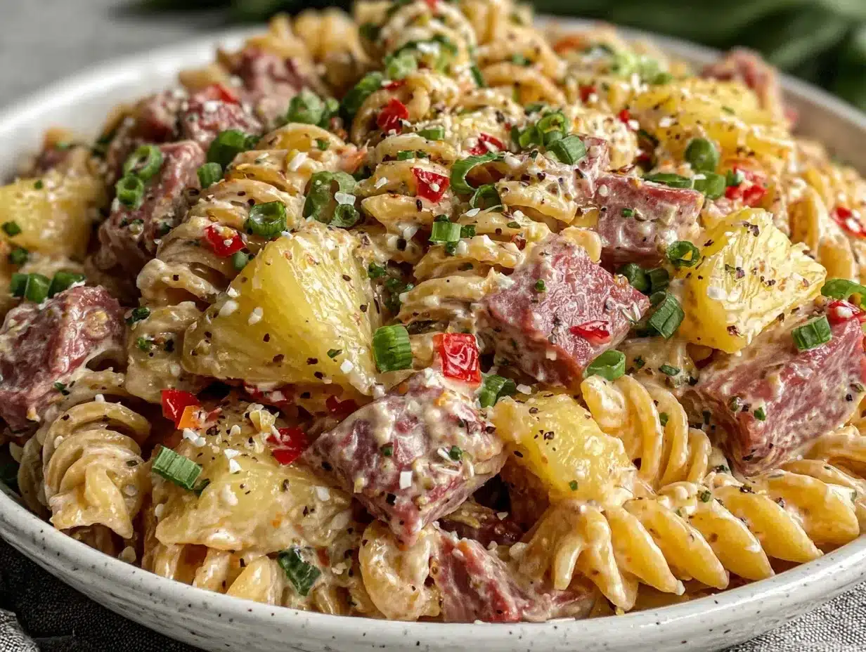creamy Hawaiian pasta salad preparation steps