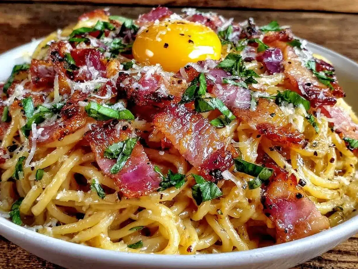 creamy one-person pasta carbonara preparation steps