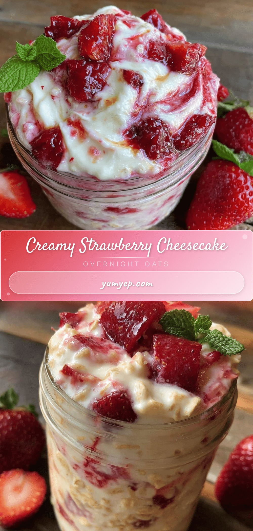 creamy strawberry cheesecake overnight oats recipe