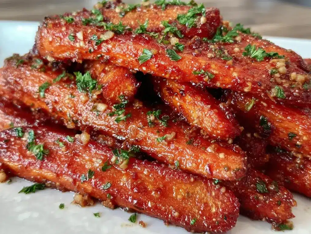 crispy garlic roasted carrots - featured image