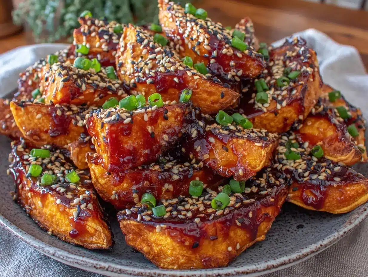 crispy miso glazed sweet potato wedges preparation steps