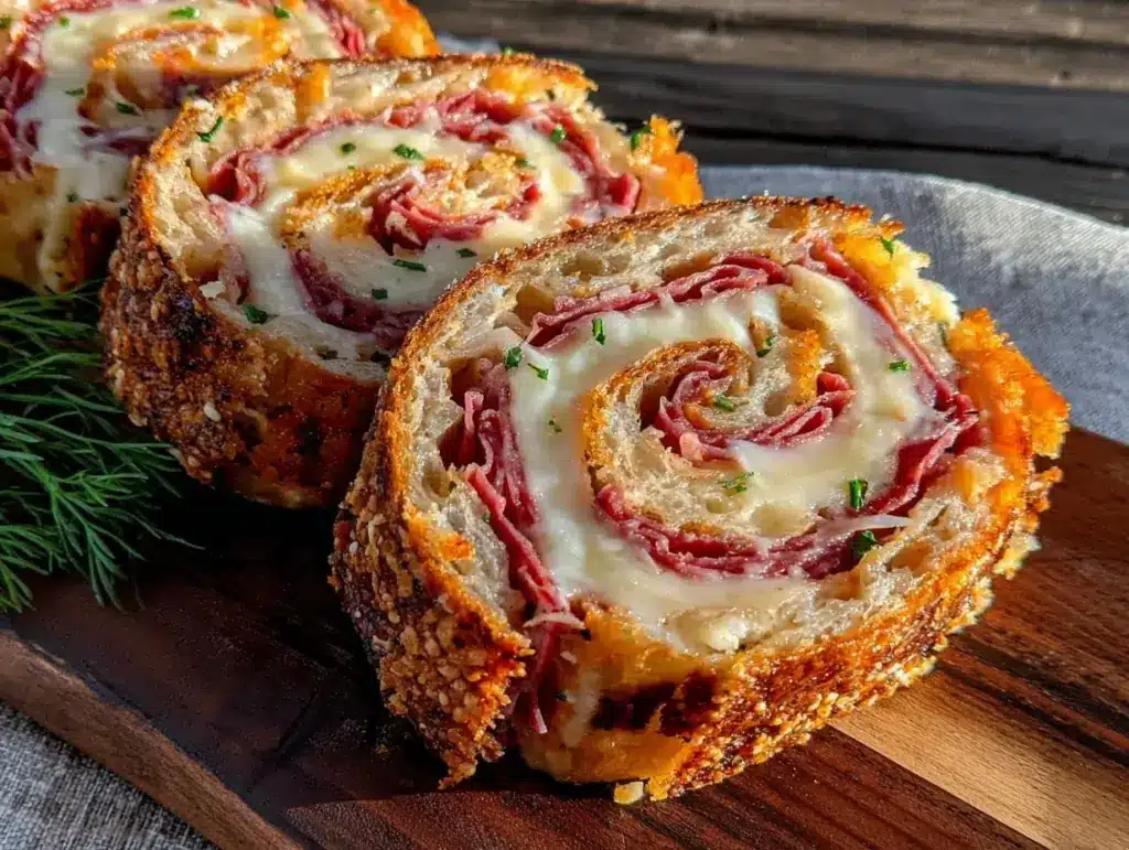 crispy reuben pinwheels - featured image