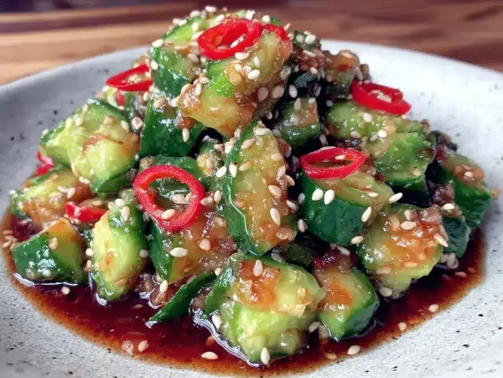 crispy smashed cucumber salad - featured image