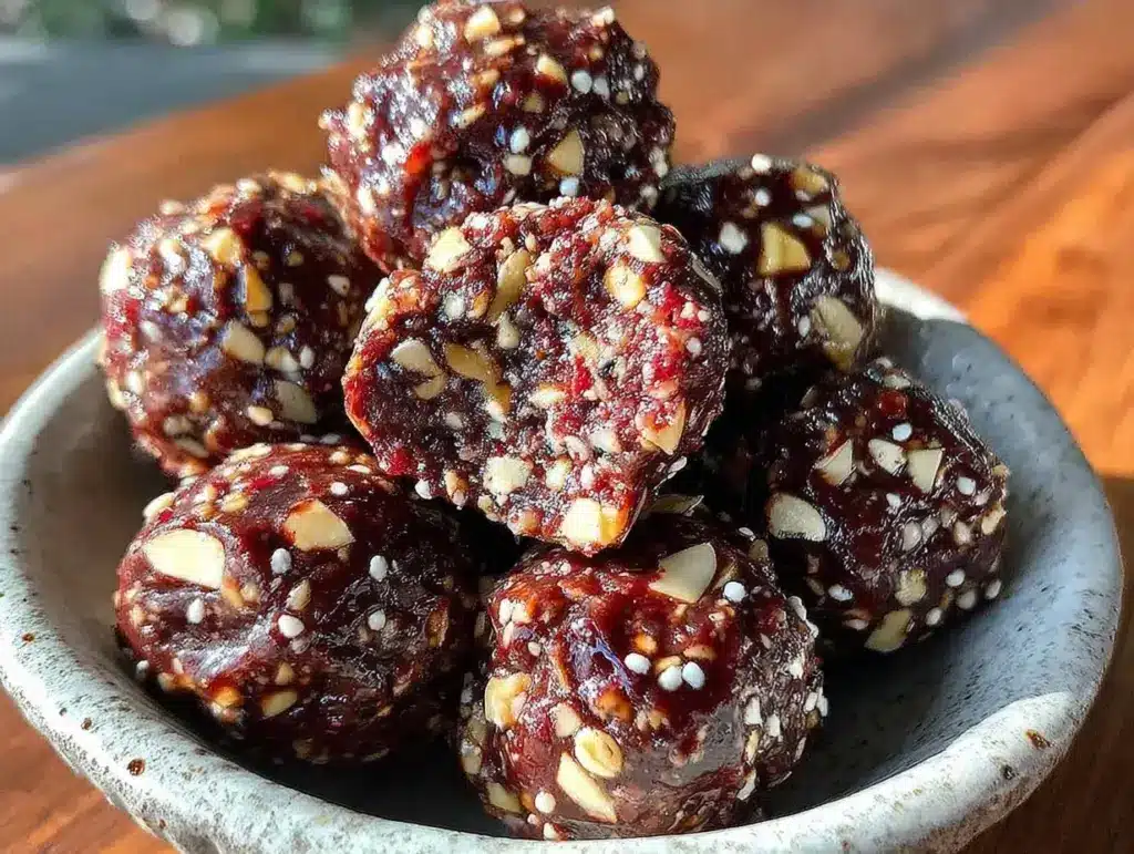 dark chocolate almond protein energy balls - featured image