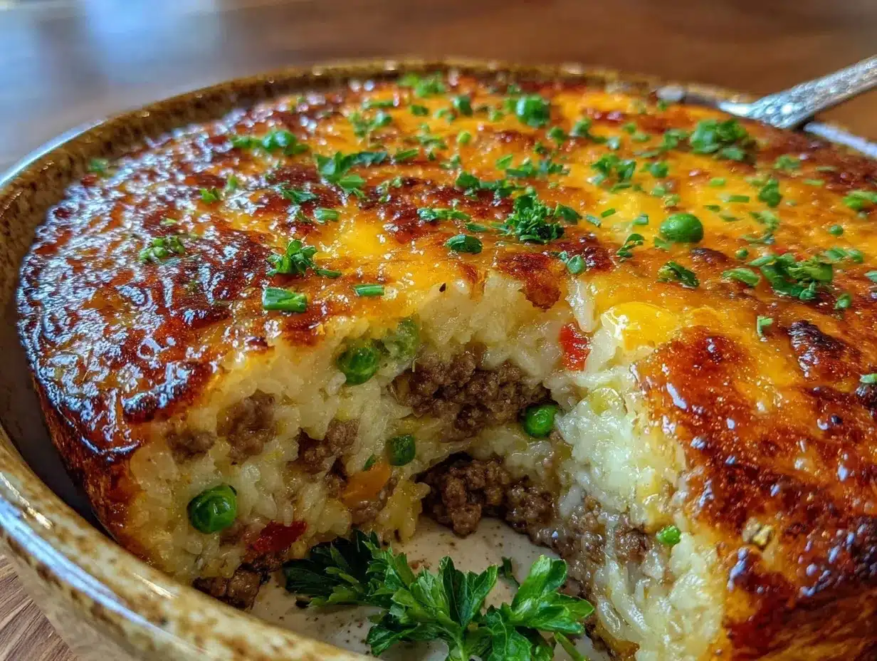 easy cheesy ground beef rice casserole preparation steps