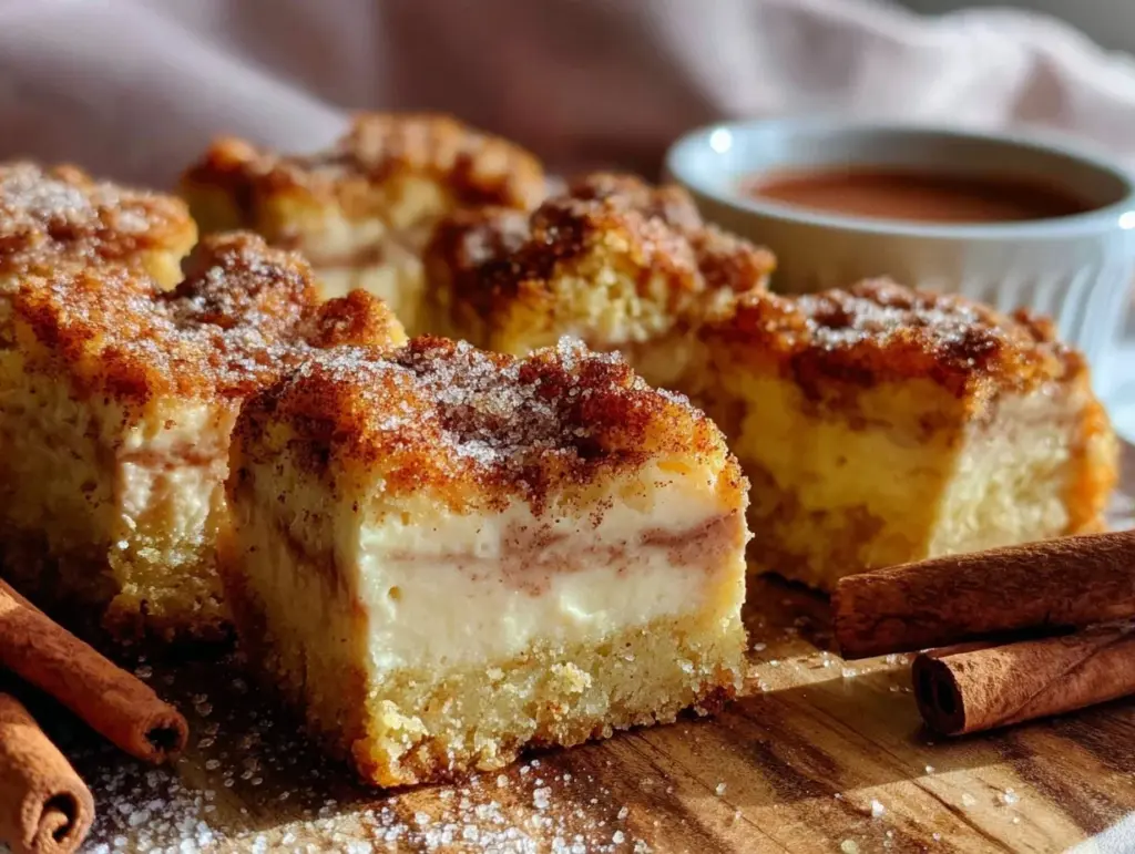 easy churro cheesecake bars - featured image