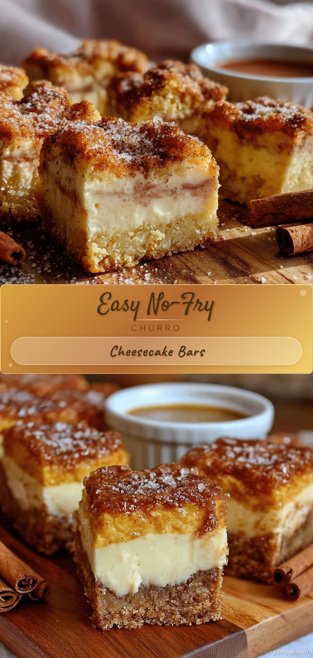 easy churro cheesecake bars recipe