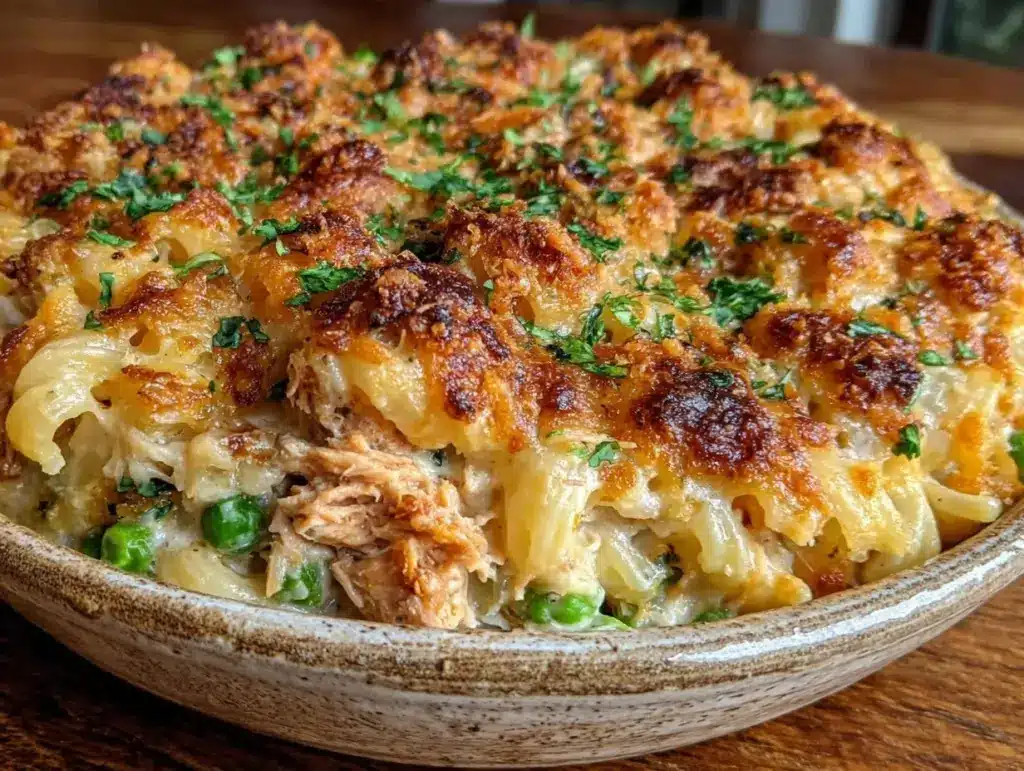 easy creamy one-pot tuna pasta casserole - featured image