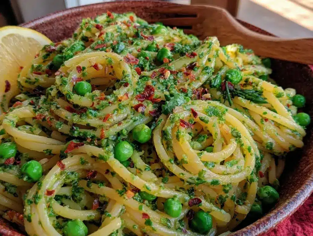 easy creamy vegan pesto pasta - featured image