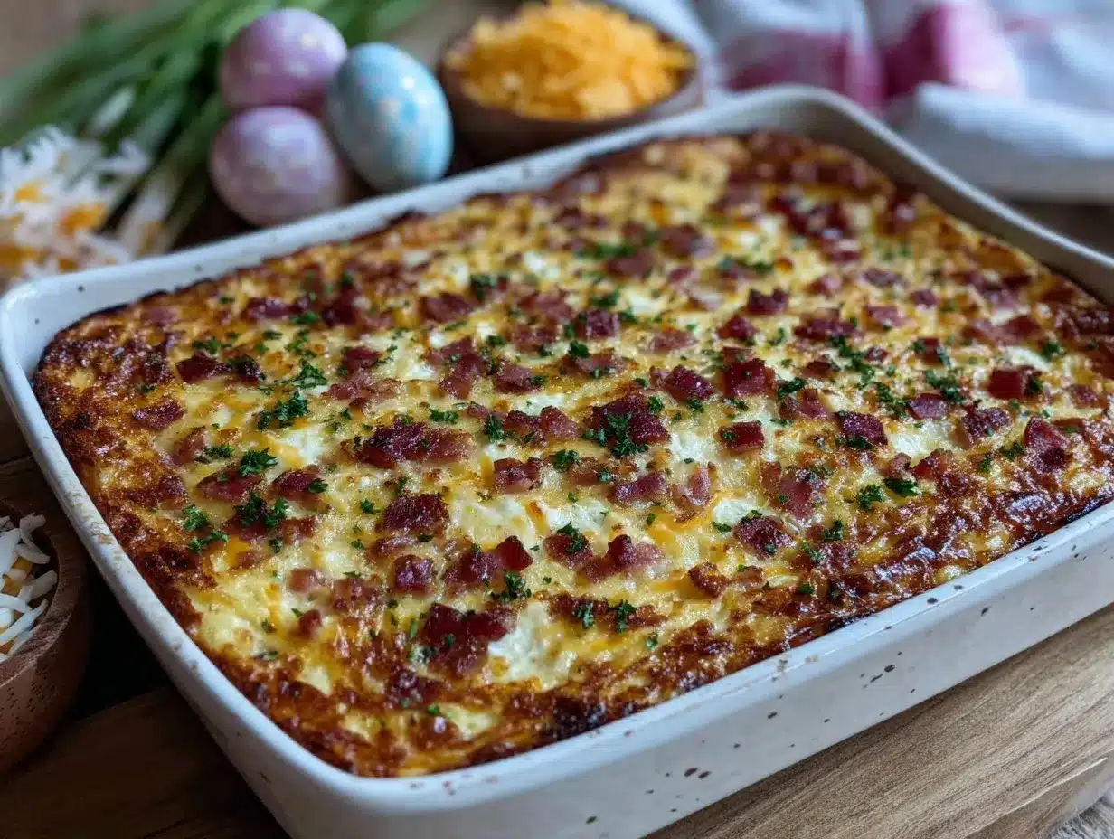 easy overnight ham and cheese hash brown casserole preparation steps