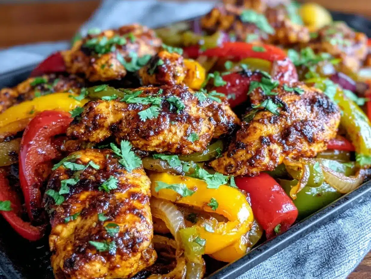easy sheet pan chicken fajitas preparation steps