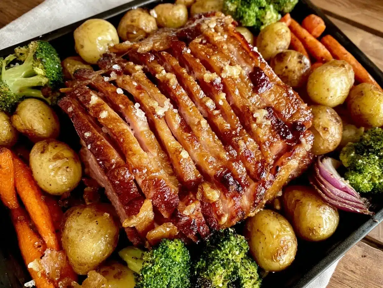 easy sheet pan honey glazed ham preparation steps