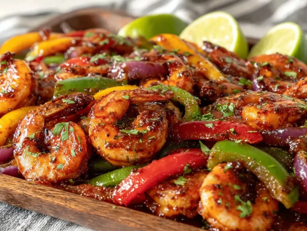 easy sheet pan shrimp fajitas - featured image