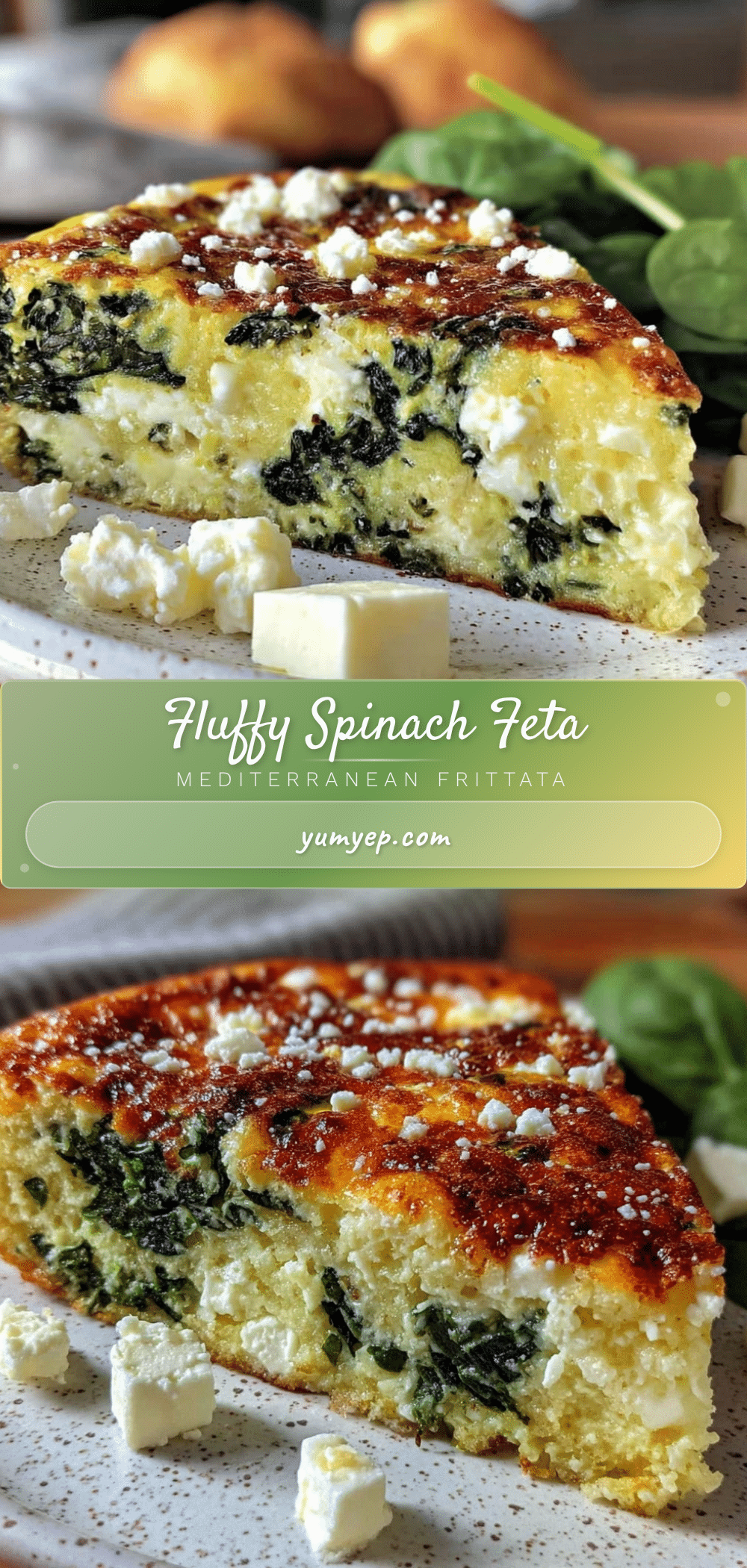 fluffy spinach feta frittata recipe
